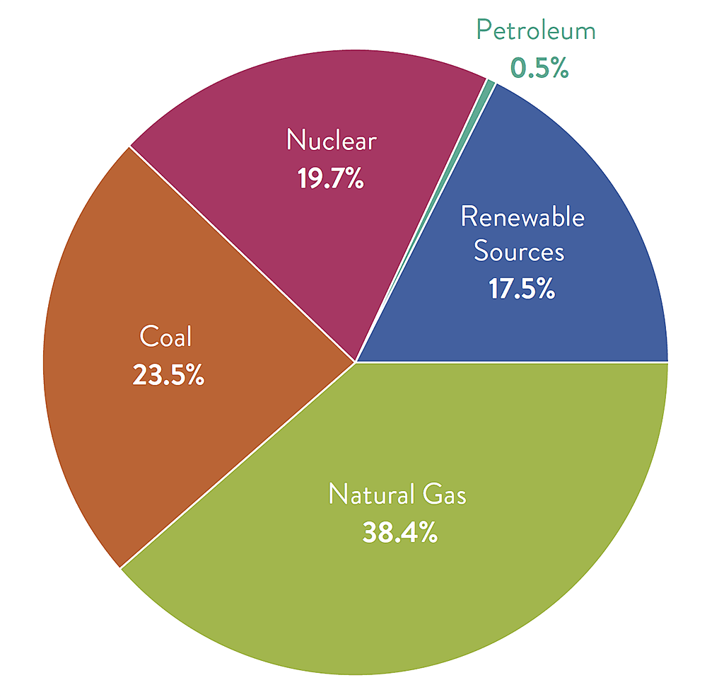 Elec generation by source 2019