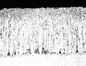 Micrograph of Atypical zinc-iron alloy layers