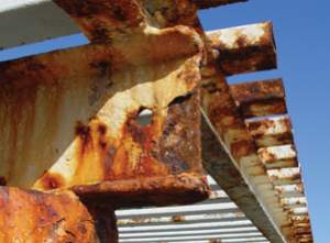 corroding steel pier