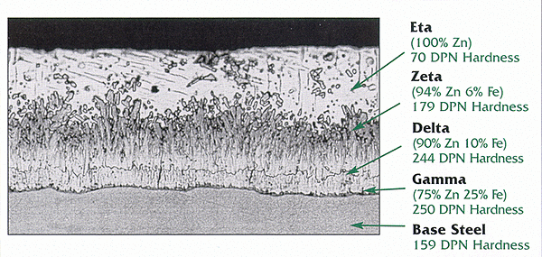 Photomicrograph of the galvanized coating