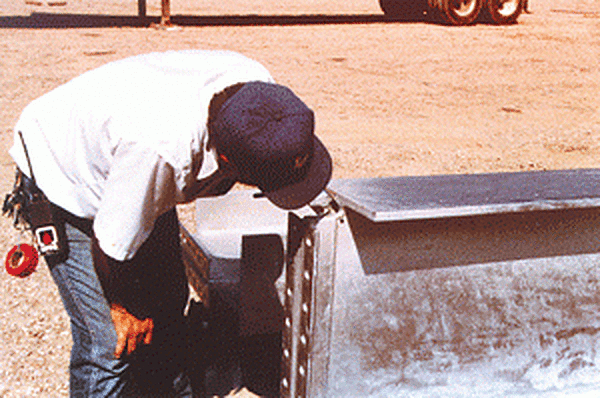 Visual inspection of galvanized steel.