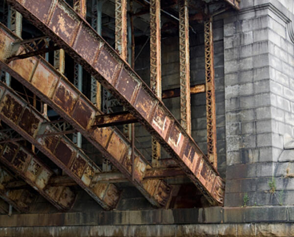 Rusted bridge girders