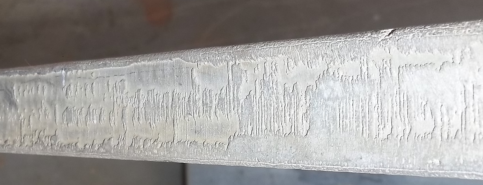 Example of Unprepared Flame Cut Edge on Plate after HDG